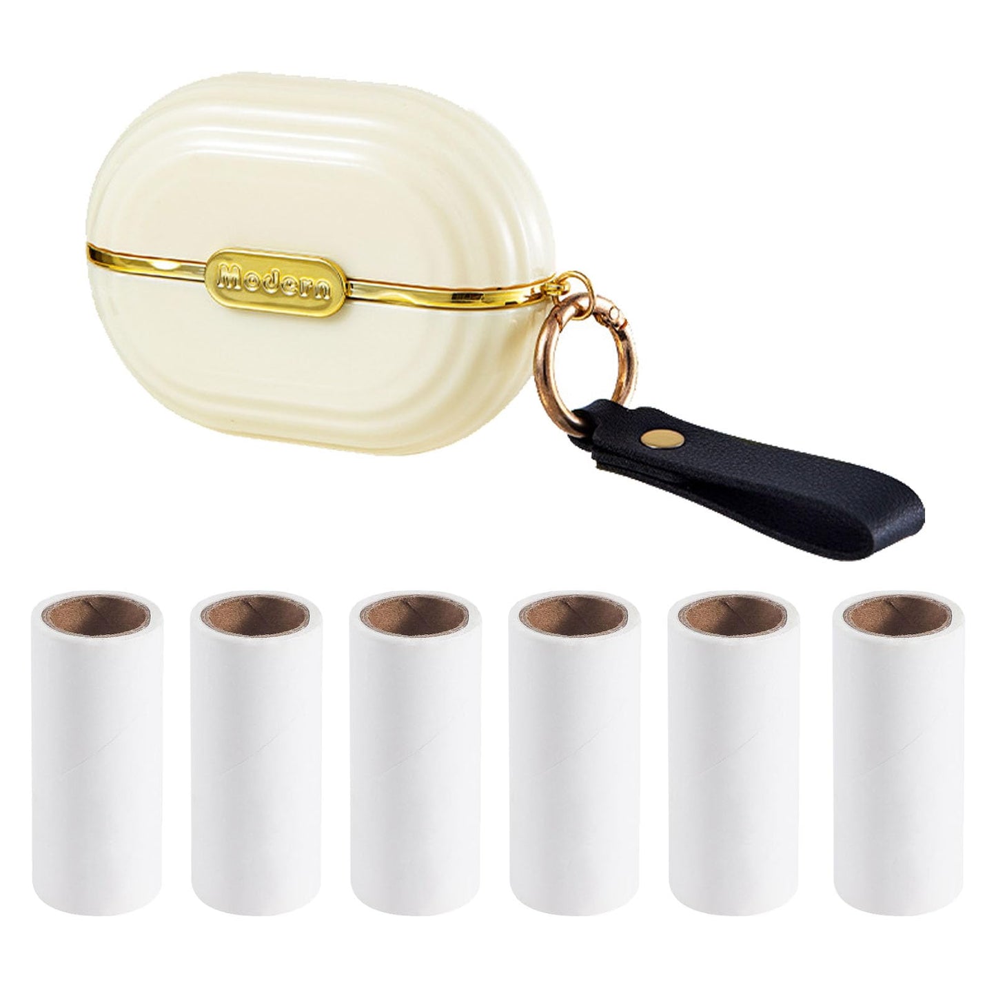Double-Sided Travel Lint Roller with Hand Strap 7 (White)